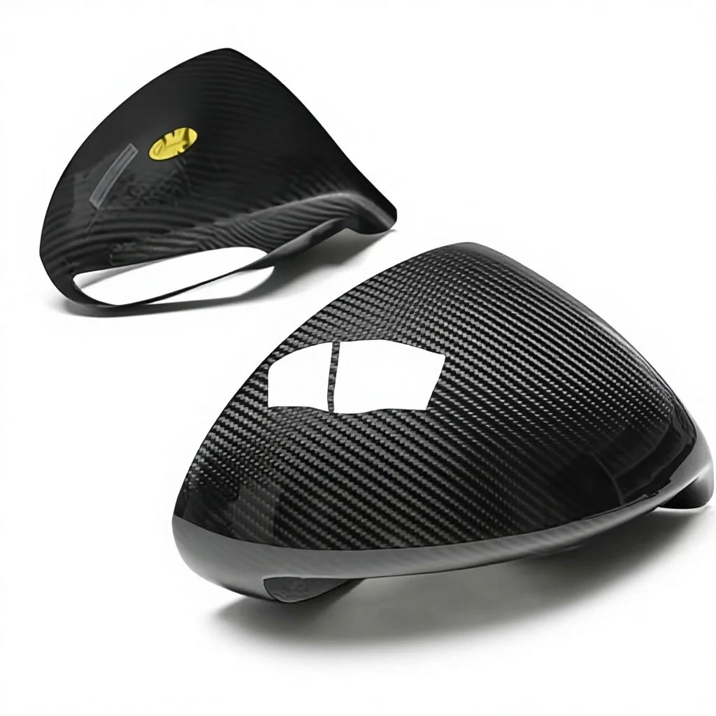 

-For For 971 Panamera Right Auto Mirror Casing Dry Carbon Fiber Door Shell Replacement Lane Assist Side Mirror Cover New Black^