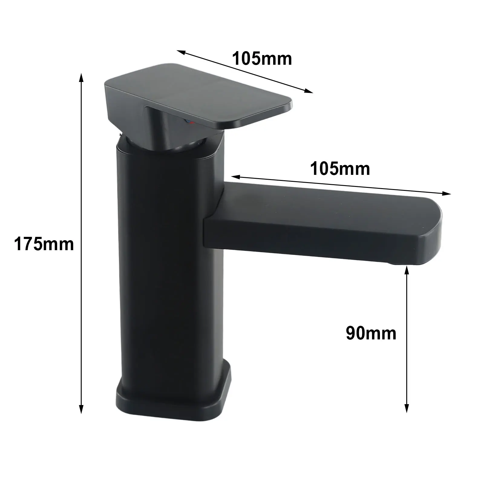 Bathroom Faucet Hot&Cold Mixer Tap Deck Mounted Bathroom Basin Faucets Black Square Washbasin Sink Bathtub Faucet