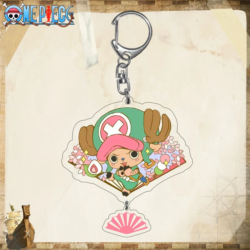 ONE PIECE Keychains Creative Toys Luffy Zoro Nami Usopp Portgas·D· Ace Chopper Anime Figures Acrylic Keychain Pendant Keyrings