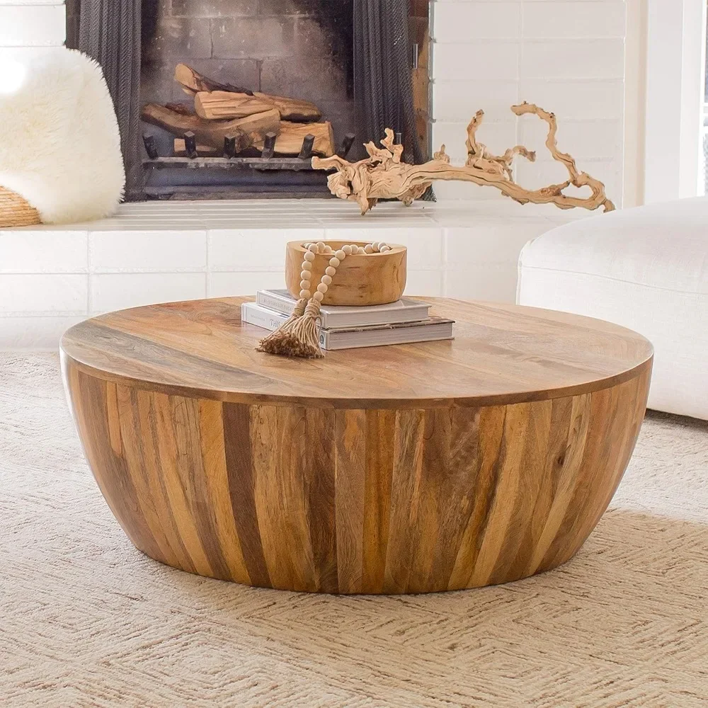 

Modern Living Room Laminate Finished Round Coffee Table，For living room, cafe, office，Natural