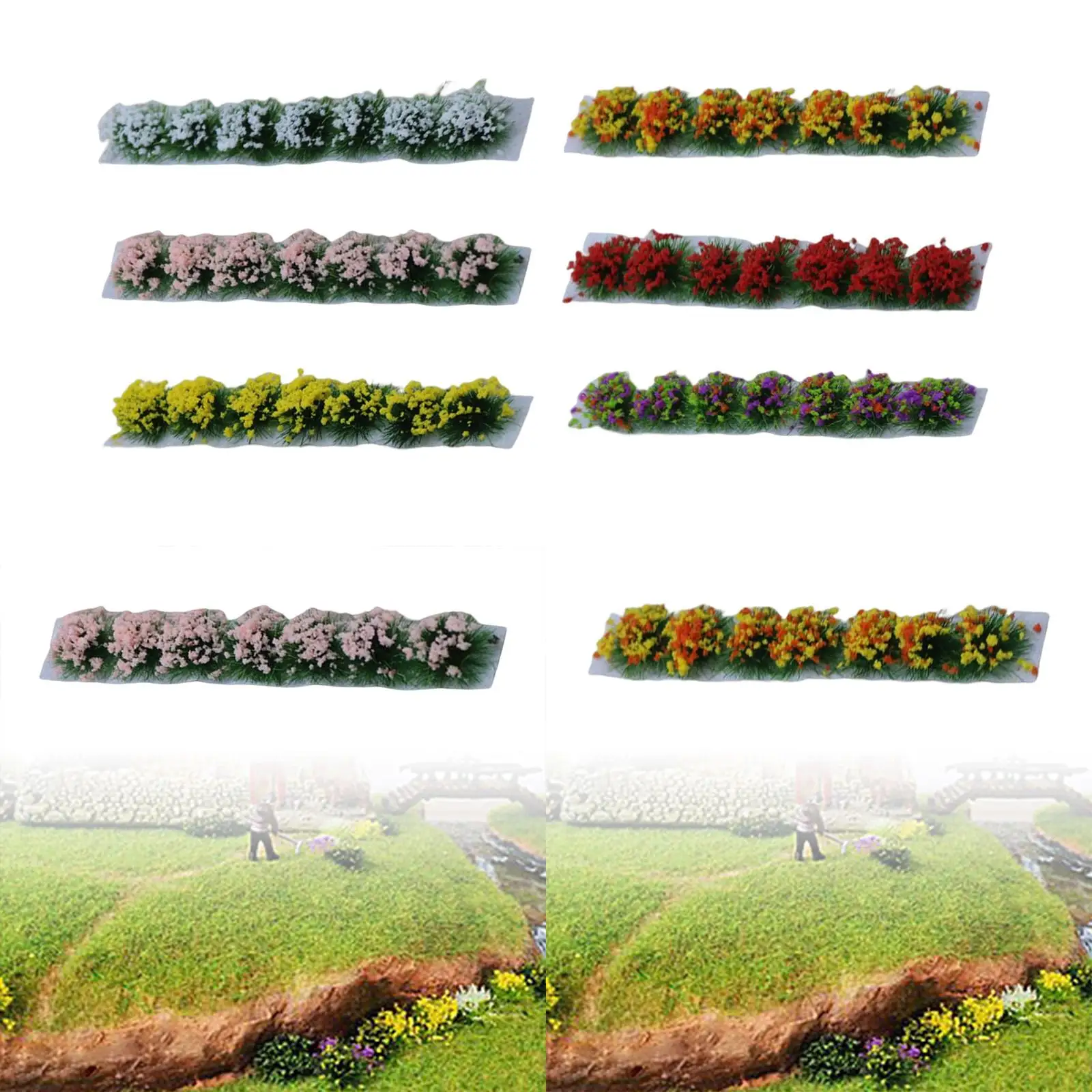 Miniature Static Grass Tufts Flower Groups Scenery Model for Railway Diorama N Scale Train Railroad Layout Architecture Sand