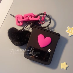 Cute Hair Love Pendant Hinge Phone case For Samsung Galaxy Z Flip 3 4 5 6 7 flip6 zflip7 Cover