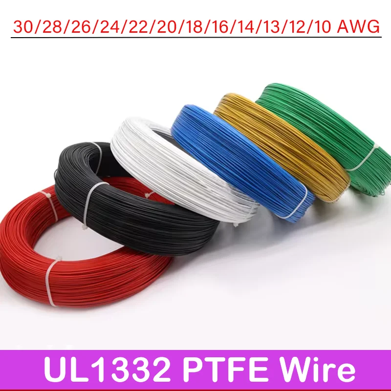 5/10M UL1332 PTFE Wire 30/28/26/24/22/20/18/16/14/13/12/10 AWG FEP Insulated High Temperature Electron Cable For 3D Printer