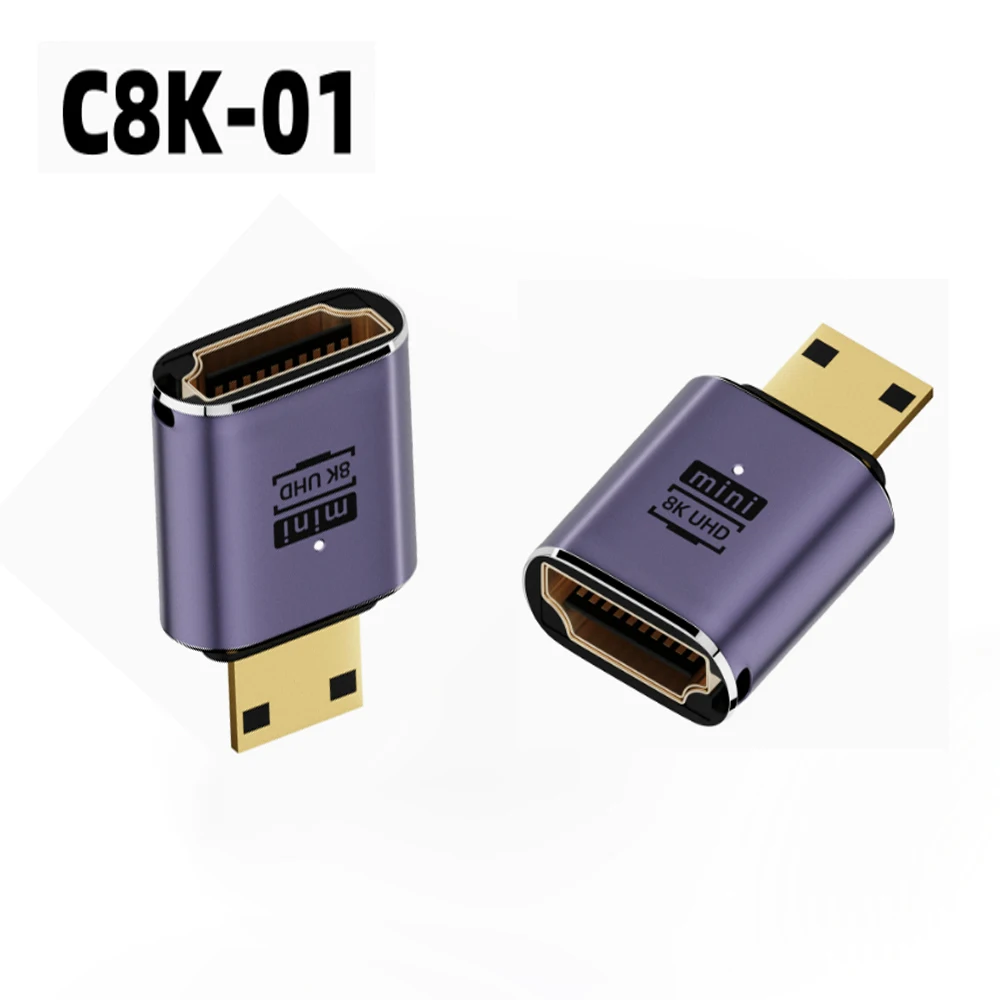 2PCS Mini HDMI Male to HDMI 2.1 Female 360 U-shaped Adapter 4K 8K 60Hz Extender Gaming TV Projector Portable Angle Converter