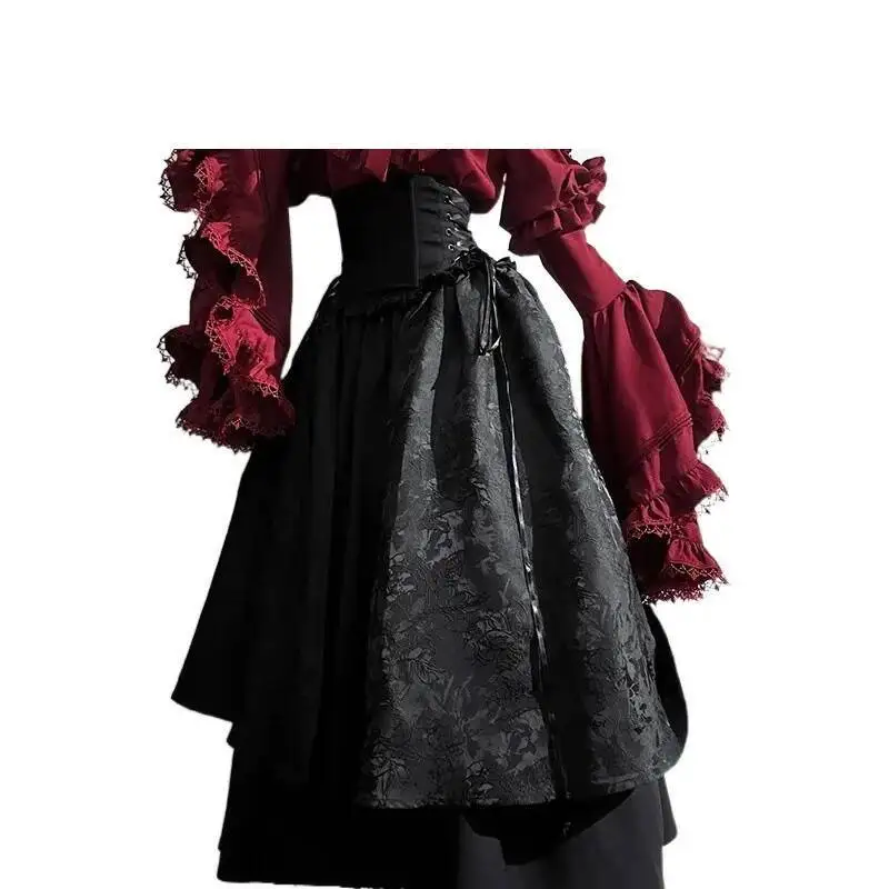 Halloween costume black and red gothic Lolita half skirt long skirt shirt two-piece set 2025 new Lolita view 5