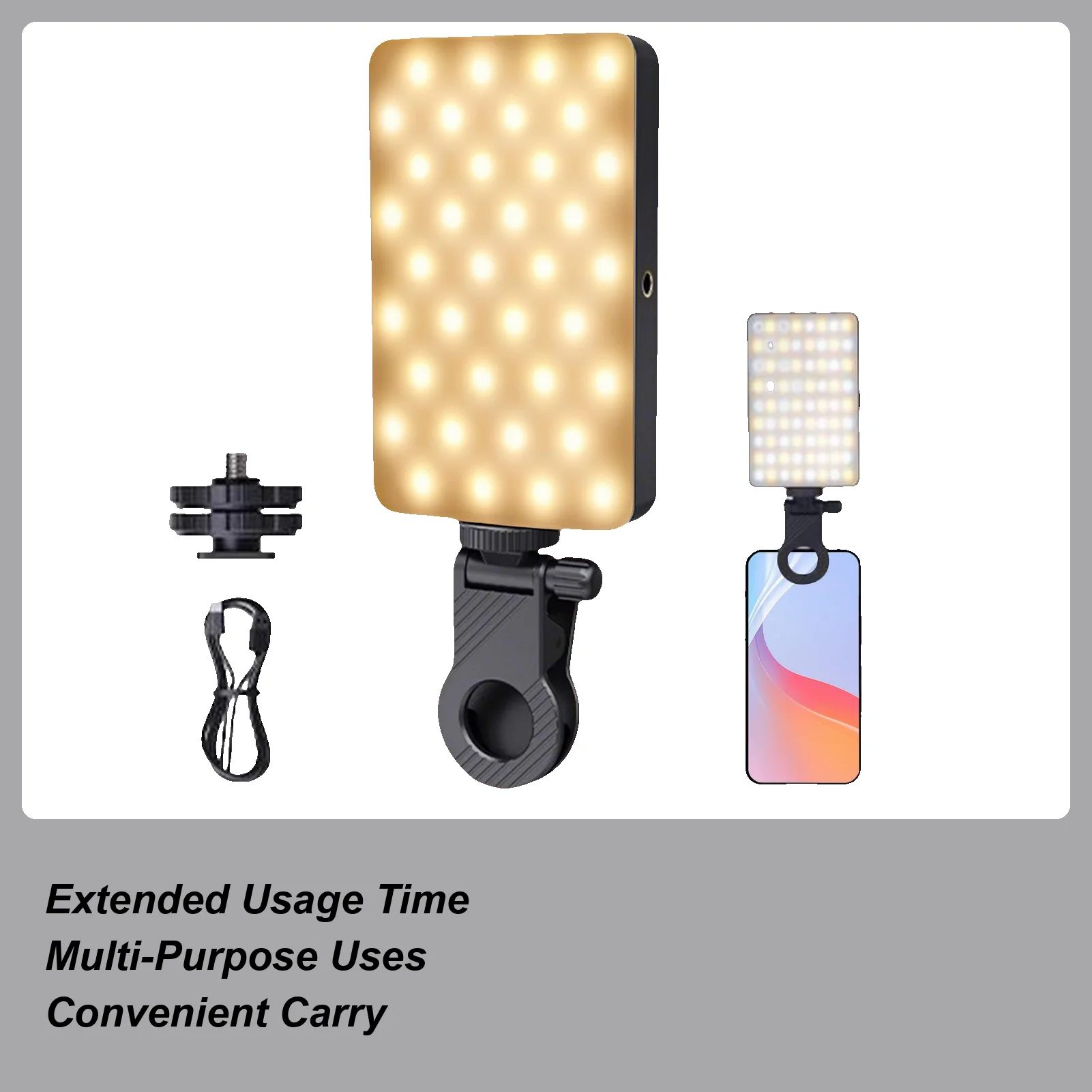 Mobile Phone Fill Light USB Rechargeable 3 Modes Adjustable Brightness LED Lamp Clip On Make Up Computer Fill Light