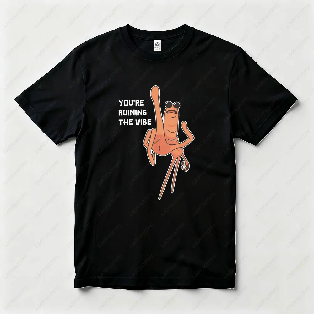 Marcus The Worm Ruining The Vibe Graphic Men T-Shirts Funny Worm Marcus Printed Men's Women's Summer Short-Sleeve Shirt Tops
