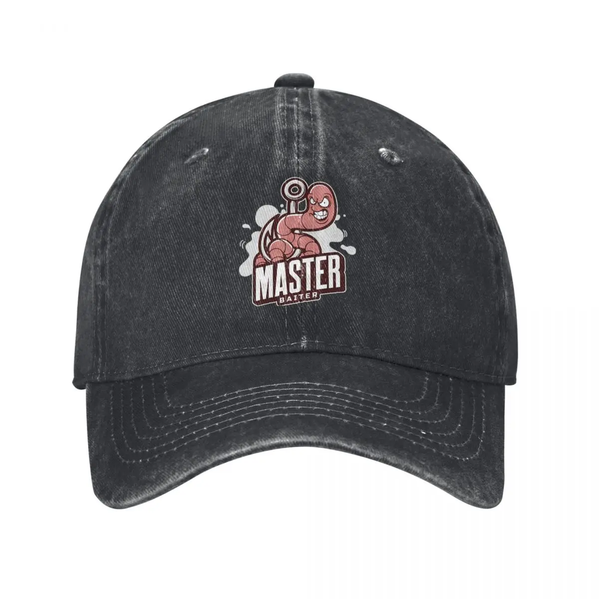 Vintage Master Baiter Baseball Cap Men Women Distressed Denim Washed Snapback Cap Fish Fishing Boat Lake Outdoor Activities Gift