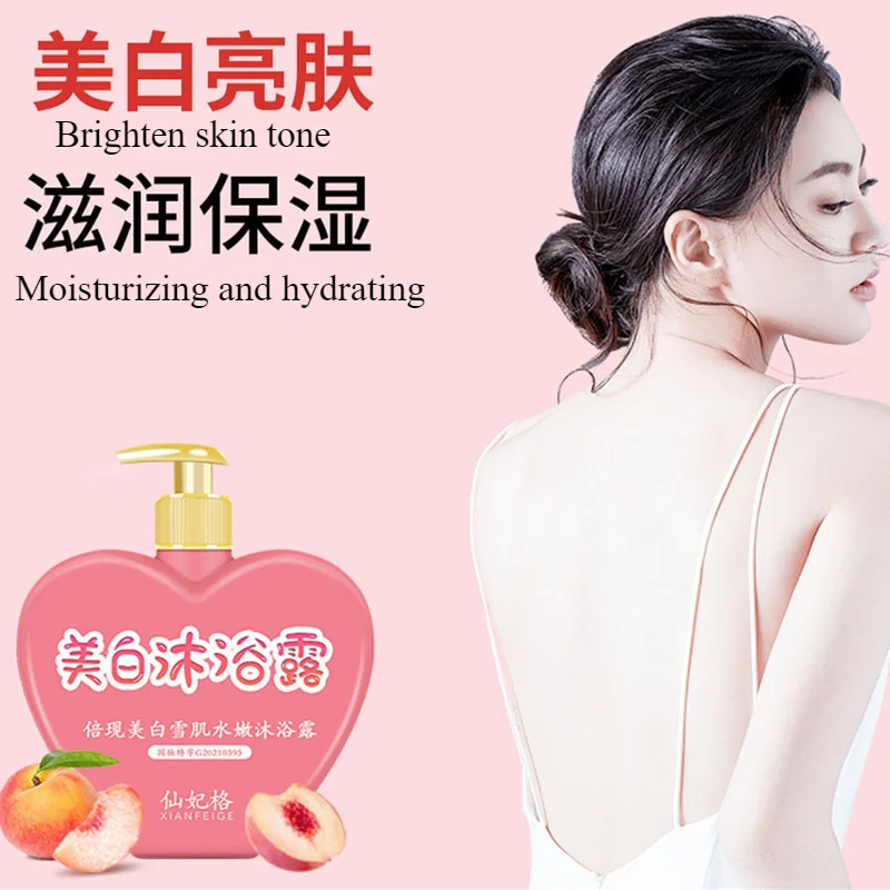 380ml Whitening Body Wash Peach Perfume Body Wash Moisturizes Skin Brightens Skin Tone Deep Cleansing Skin care