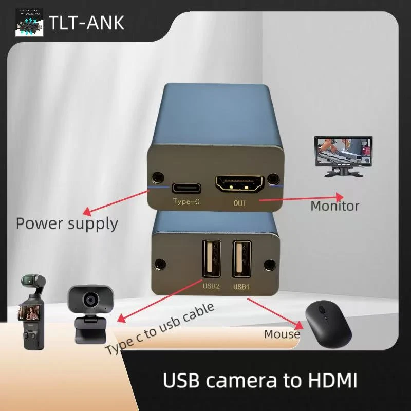USB camera (UVC protocol) to HDMI converter for pocket3 & Insta 360X5 & Action 5 pro