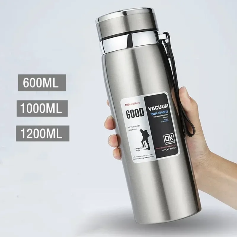 Frasco térmico doble de acero inoxidable 316 de 600ML/1000ML/1200ML con filtro, botella térmica portátil para café y té, vaso de viaje