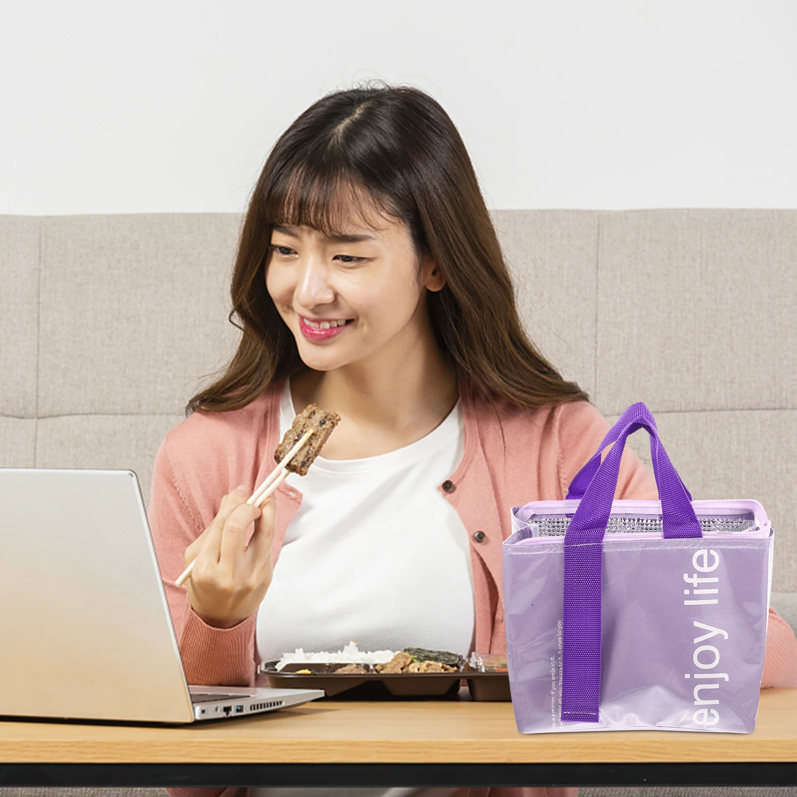 Lunch Boxes Waterproof Bag Reusable Bags Pouch Glass Thermal Insulated Purple Washable Cool