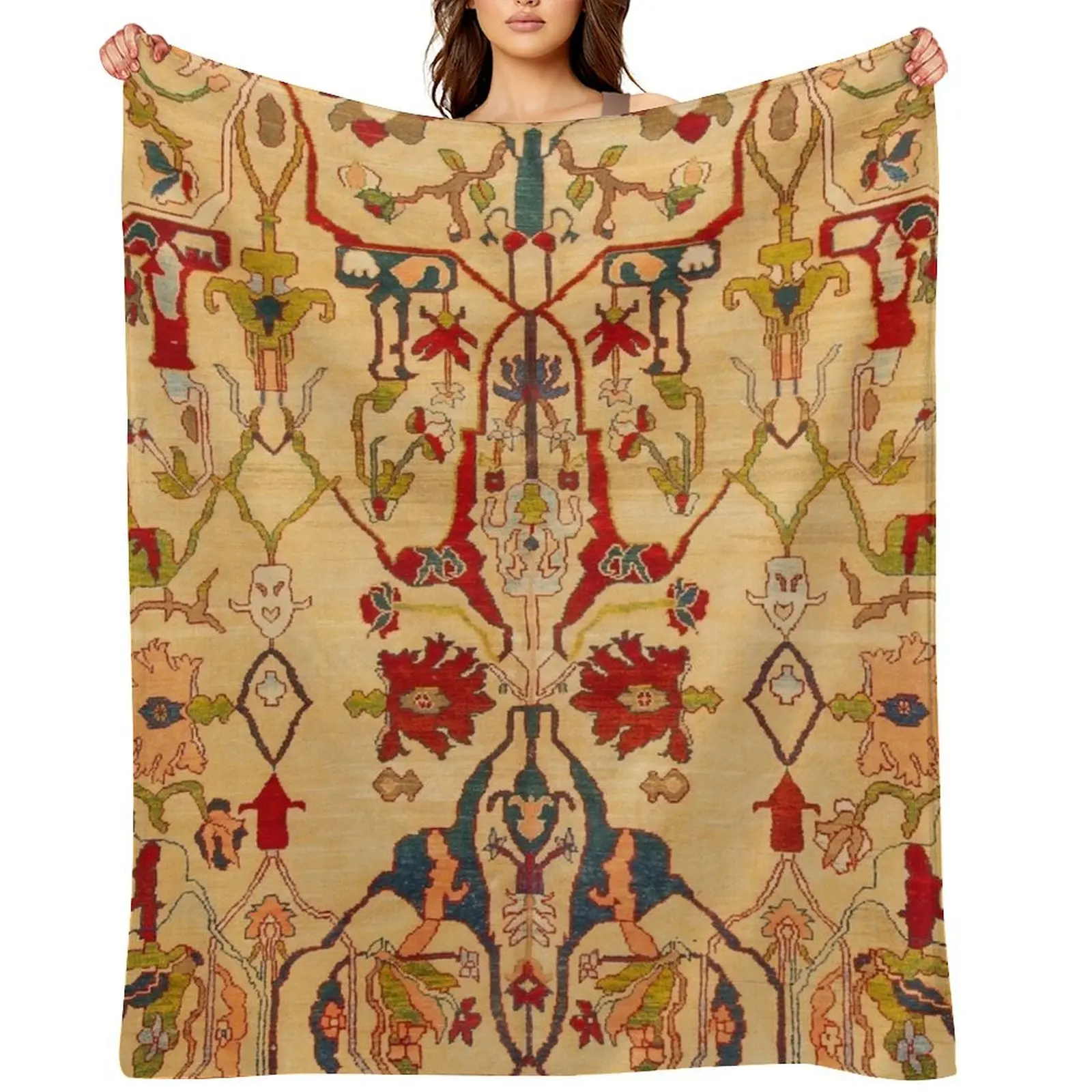 

Heriz Antique Persian Rug Print Throw Blanket Summer Soft Plaid Beautifuls Winter beds Blankets