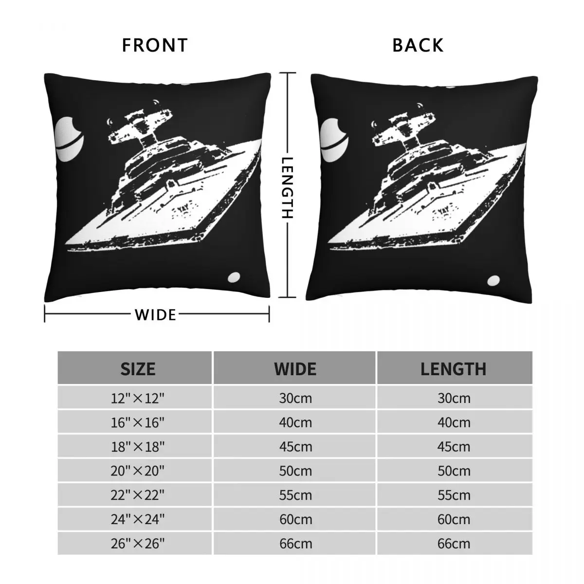 Imperial Destroyer Square Pillowcase Polyester Linen Velvet Pattern Zip Decor Sofa Seater Cushion Cover