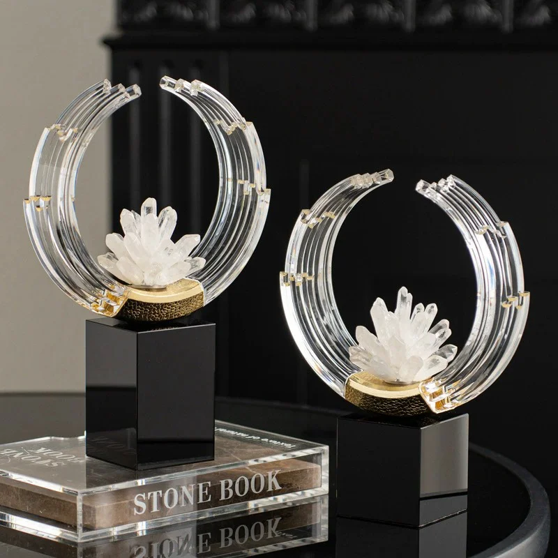 

Creative Wave Flower-shaped Sculpture Crystal Crafts Decoration for Living Room Business Accessory Marble Ornaments Home Decor