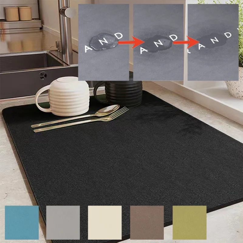 Tapete Super Absorvente para Louças de Cozinha, Impermeável, com Drenagem, para Secar Louças e Café, Isolamento Térmico, Antiderrapante