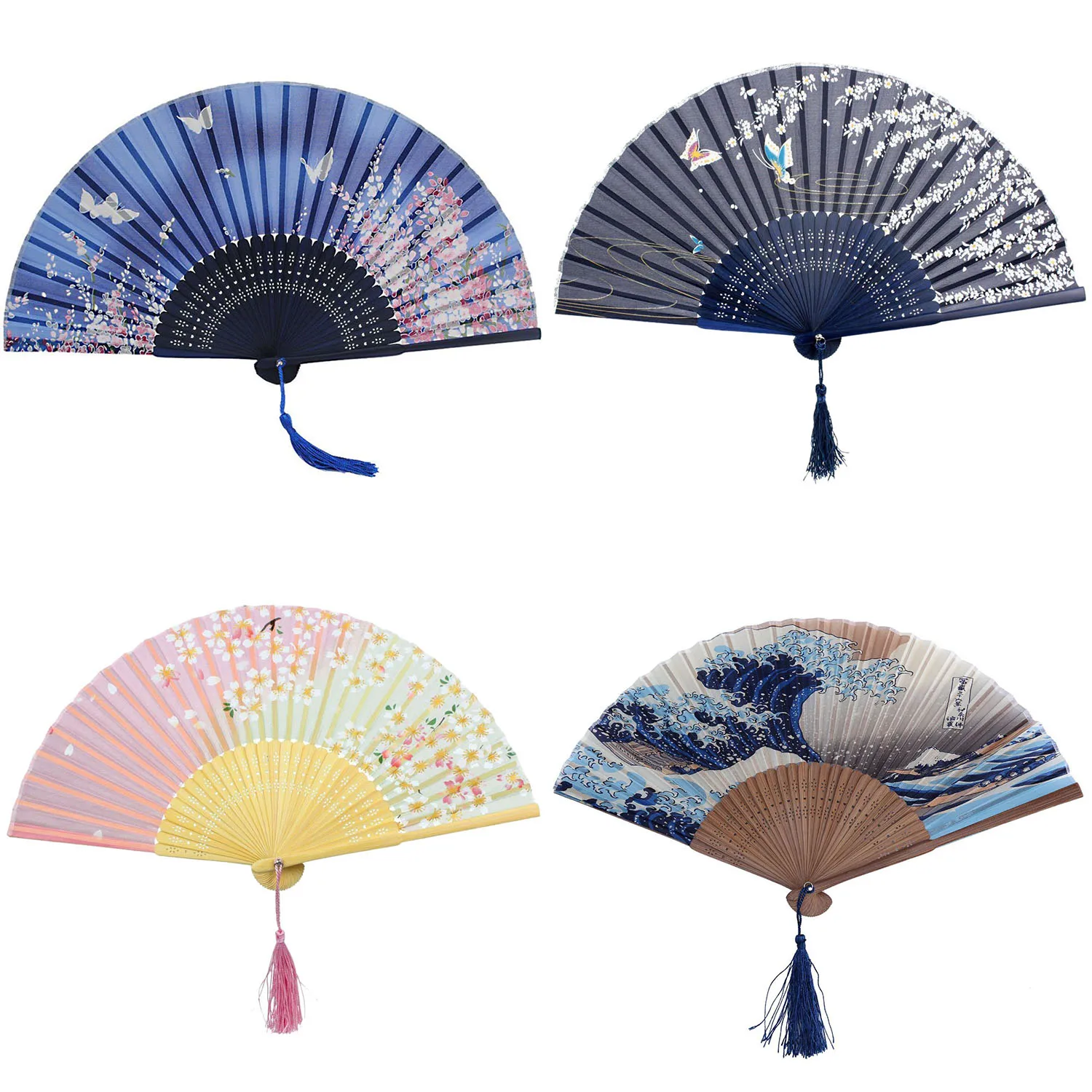 NEW-Folding Bamboo Lace Hand Fan