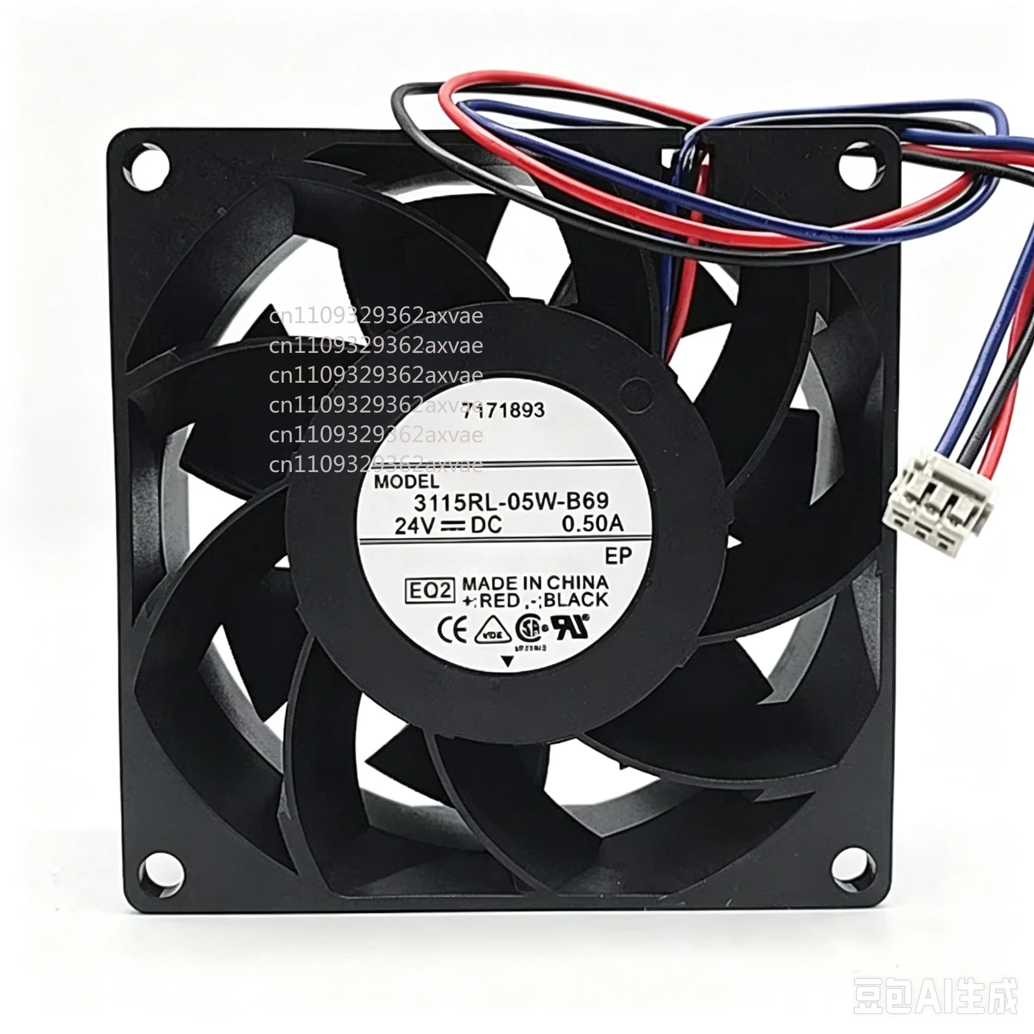 For NMB-MAT 3115RL-05W-B69 EQ2 Server Cooling Fan DC 24V 0.50A 80x80x38mm 3-Wire