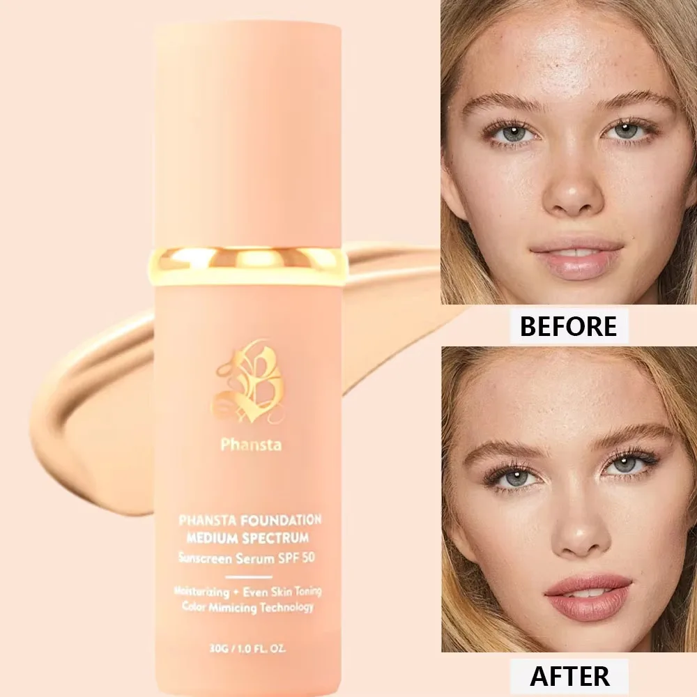 4-in-1 Foundation Liquid SPF 50+ Full Coverage Concealer Long-lasting Waterproof Professional Concealing Face Dark Circle