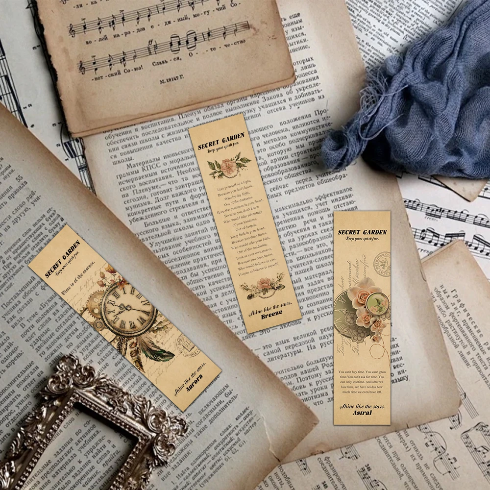 学生のためのレトロでノスタルジックなブックマーク、本のページのマーキングを読む、創造的なギフトの装飾、ページマーキングカード、30個