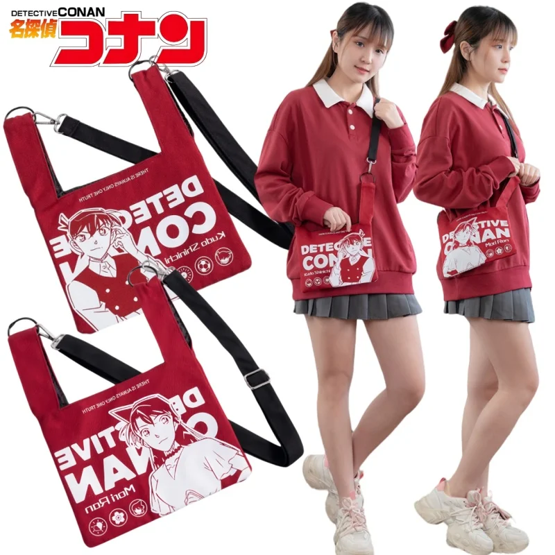 

Detective Conan Canvas Crossbody Bag Cartoon Edogawa Conan Shoulder Bag Large Capacity Portable Storage Holiday Gift Commuting