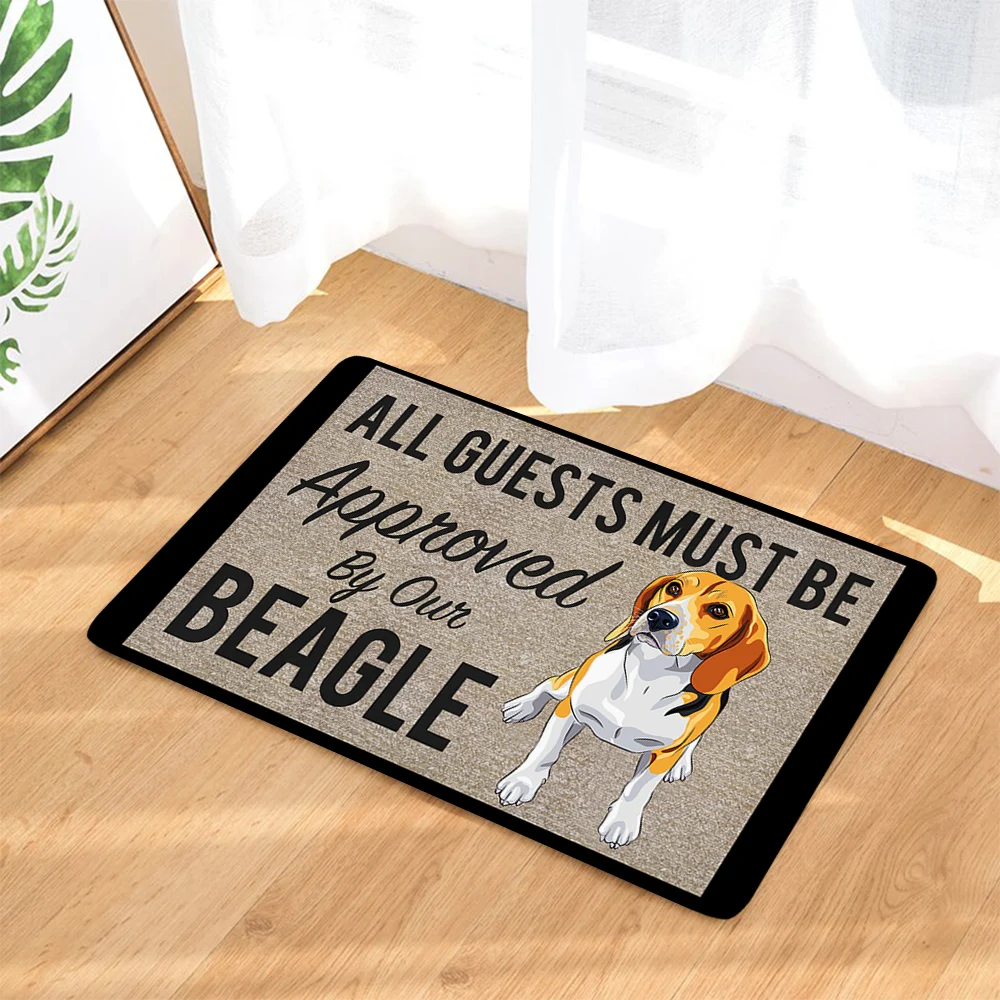 CLOOCL Fashion Animals Doormats All Guests Must Be Approved By Our Beagle 3D Printed Flannel Indoor Carpets Rugs Home Decor