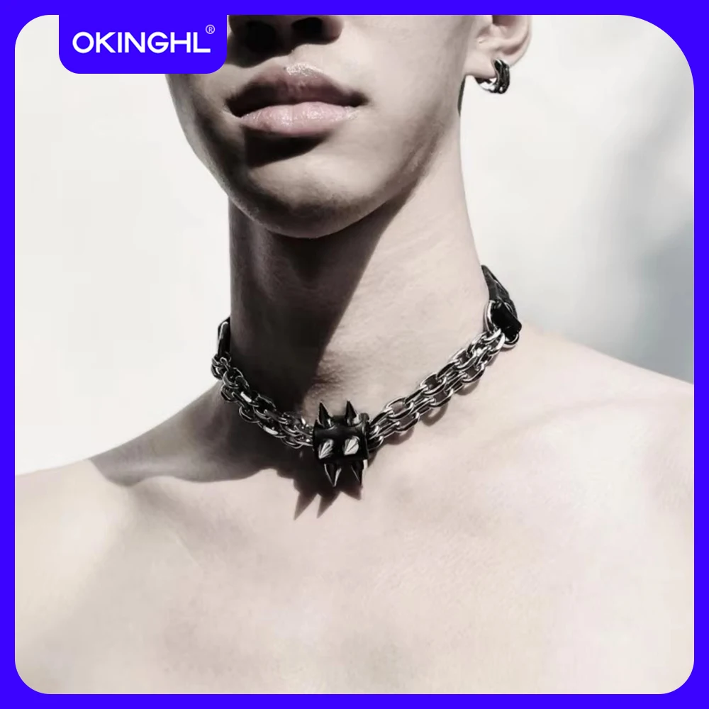 

A punk necklace, fashionable and versatile collarbone chain, Gothic style pointed nail chain, unisex