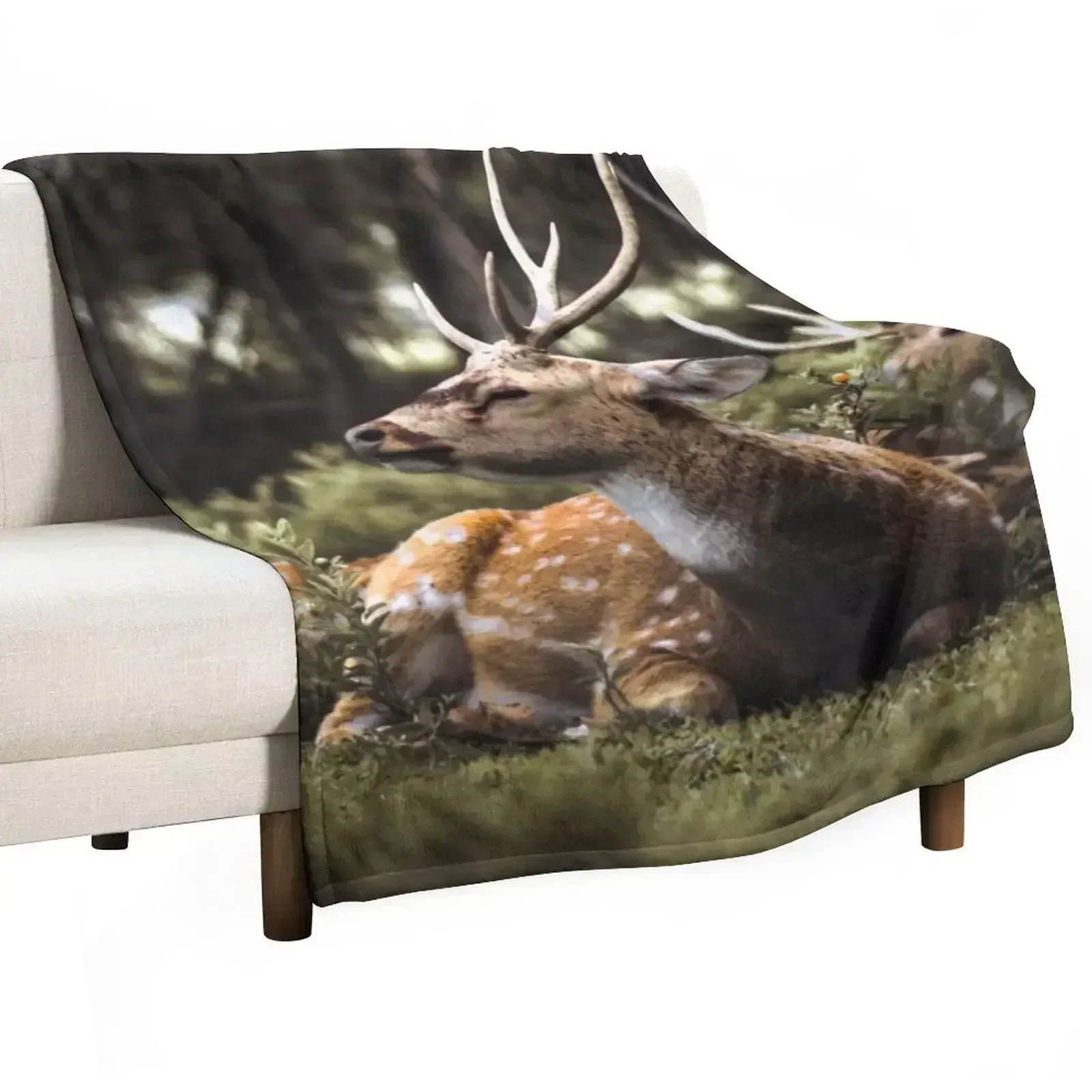 

deer in the forest Throw Blanket Custom Decorative Sofas Summer Blankets