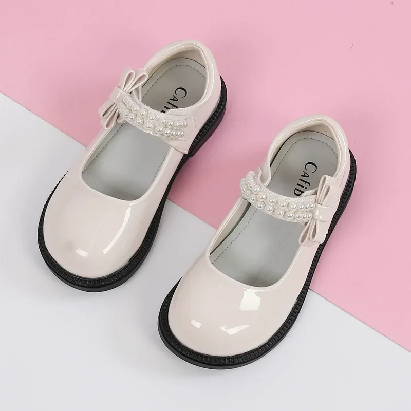 Sepatu kulit anak perempuan, sepatu datar Fashion kasual serbaguna, sepatu anak perempuan, sepatu sekolah hitam, sepatu kulit anak-anak, Non selip, musim semi, musim gugur