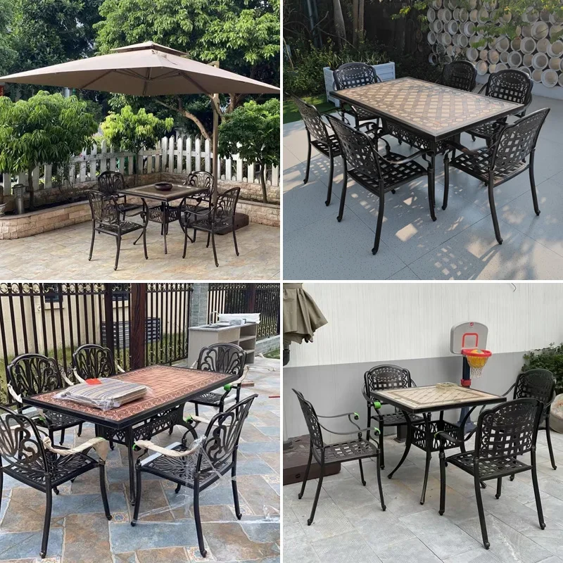 Garden tables and chairs outdoor balcony tables and chairs waterproof and sunscreen outdoor garden open-air cast aluminum home