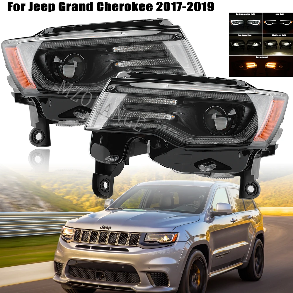 

Headlamps for Jeep Grand Cherokee 2017-2019 Stabilizer Hernia Front Bumper Headlights Turn Signal Auto Parts Car Accessories