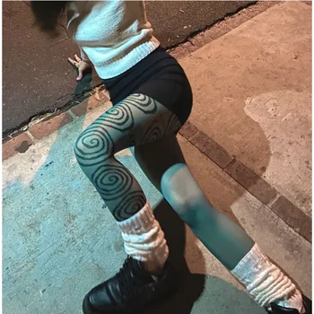 Dames Zomer Herfst Lange Panty Dames Meisjes Creatief Hart/Bloemen/Cloud/Geruite Afdrukken Strakke Legging Elastische Render Panty