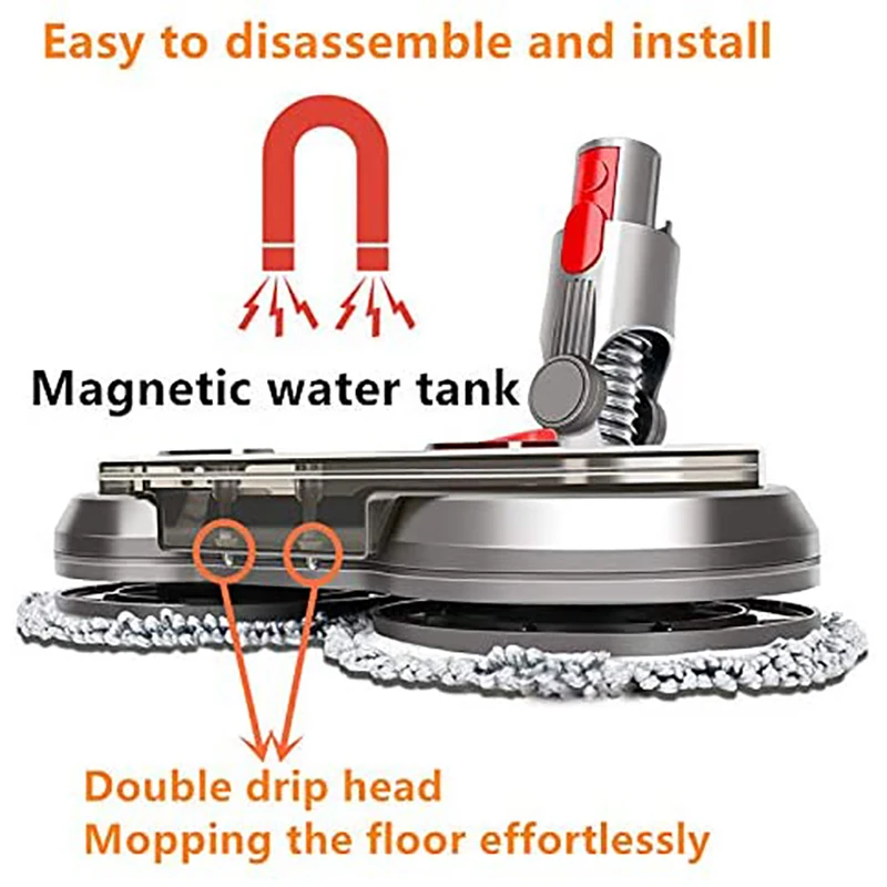 Cabezal de fregona de limpieza eléctrica para Dyson V7, V8, V10, V11, aspiradora inalámbrica, mopa húmeda y seca, cabezal de limpieza con tanque de