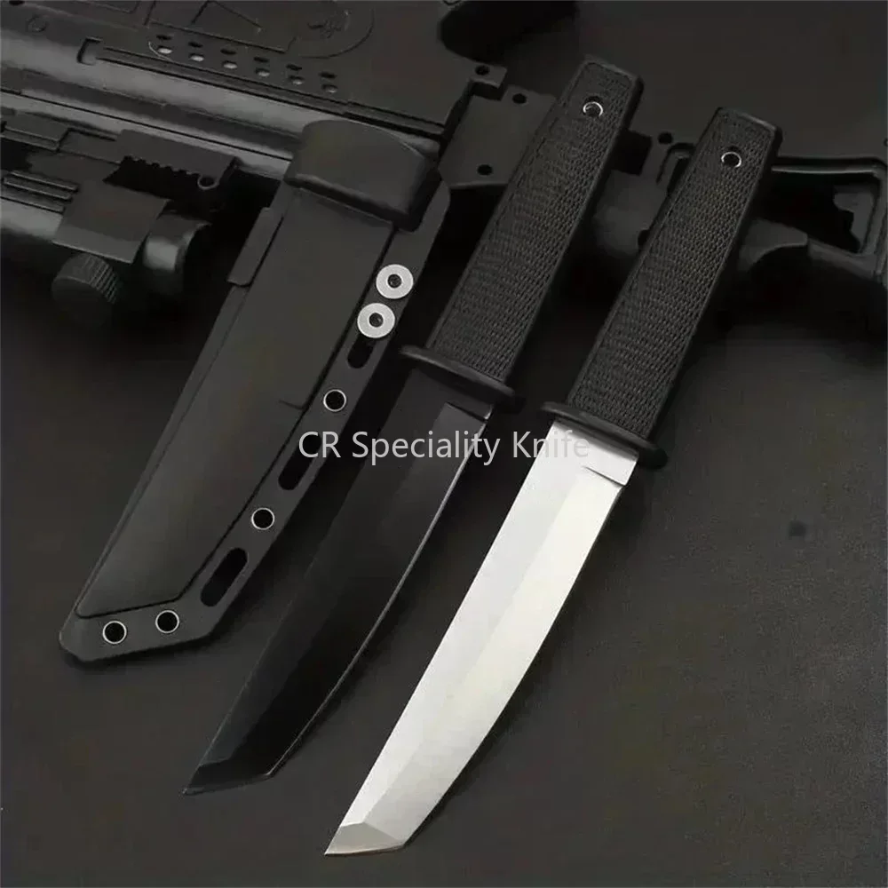 Combat Portable Kobun Tanto Blade Outdoor Fixed Knife 8Cr13Mov Steel Nylon Wave Fibre Handles Katana Tactical Hunting EDC Tool