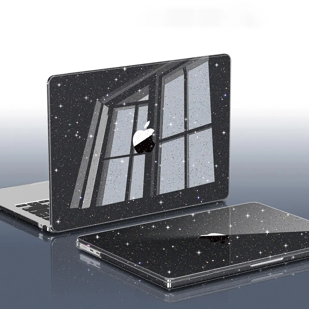 Capa Transparente com Glitter para Macbook Air 13.6 M5 M4 M3 M2 Air 15.3 M5 A3448 Capa Air 15 13.6 A3449 A3240 A3113 A2681 A3114 A3241