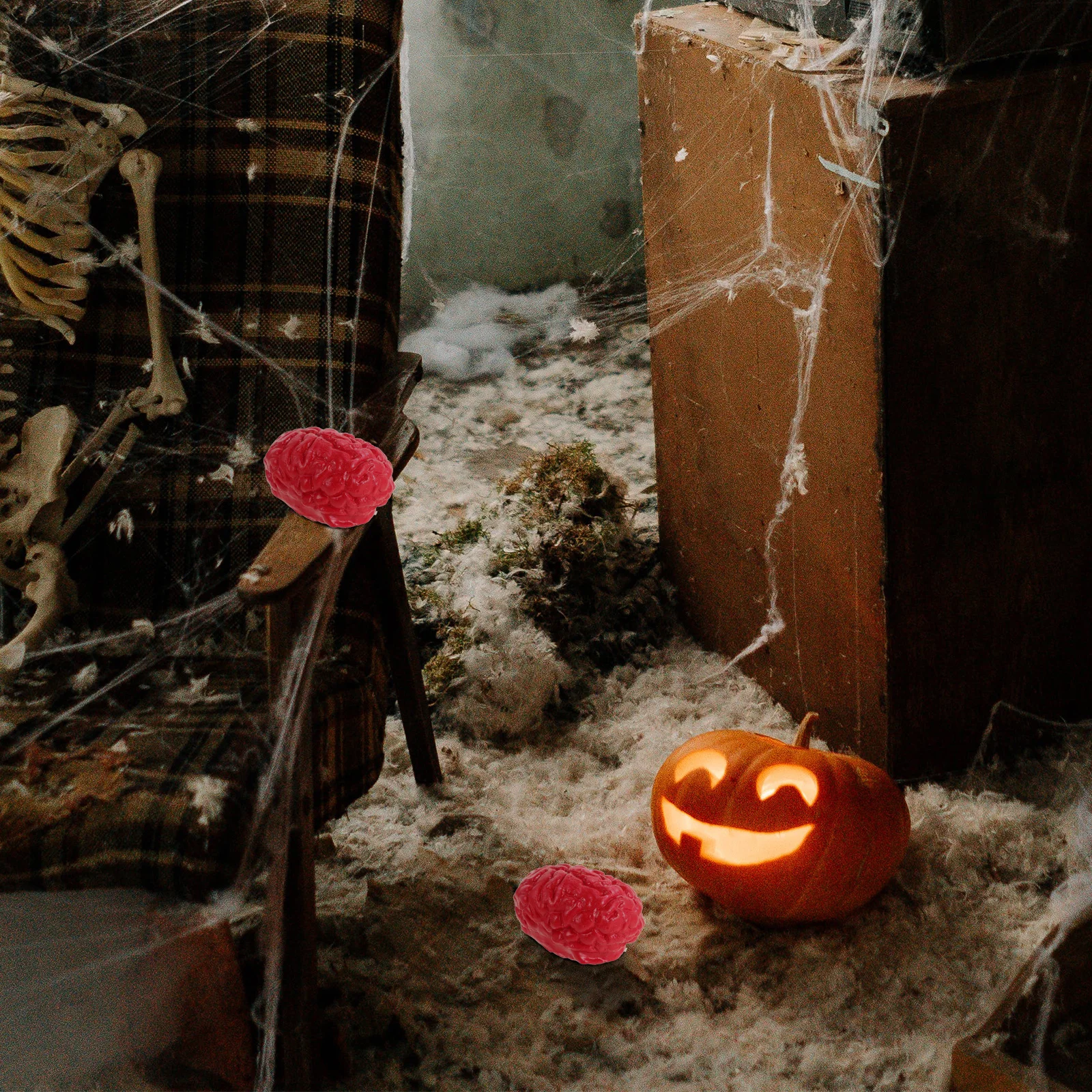 

2Pcs Simulation Latex Brains Realistic Human Brain Models for Halloween Party Props Haunted House Decor Gory Scary Body Organ