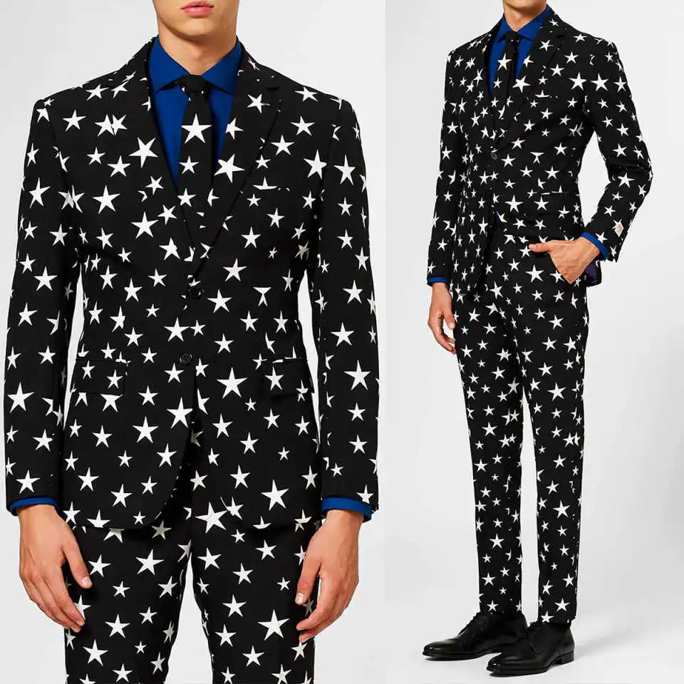 

Elegant Men's Suits 2 Pieces Blazer Pants Single Breasted Lapel Slim Fit Tuxedo Party Prom Custom Made Plus Size