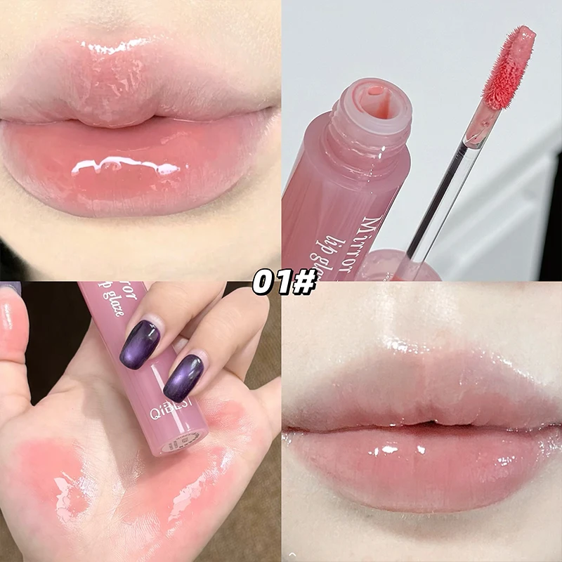 

QIBEST New Mirror Water Lip Gloss Moisturizing Lip Tint Not Easy to Fade Lasting Non-Stick Cup Lip Glaze Stain Korean Cosmetics