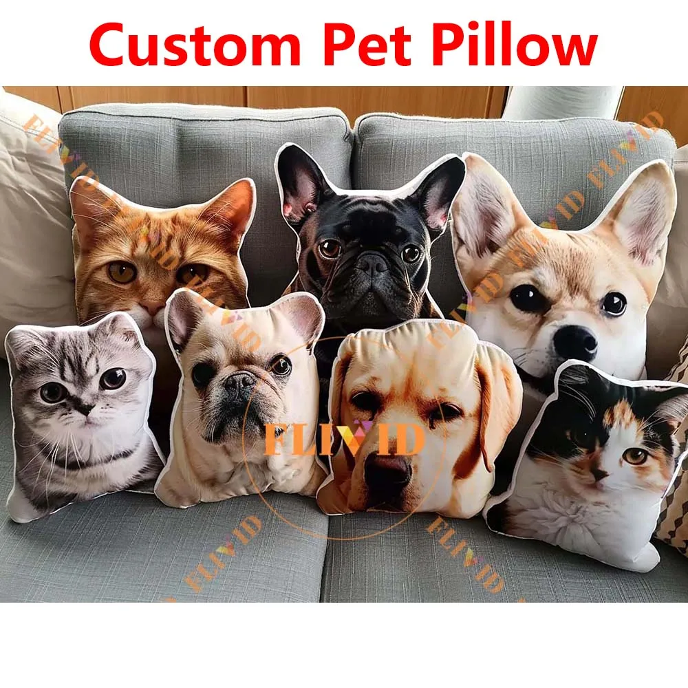 Customized 3D Pet Throw Pillow,Custom Dog/Cat Pillows,Personalized Portrait Animal Cushion,Birthday Gift,Pet Loss Memorial Gift