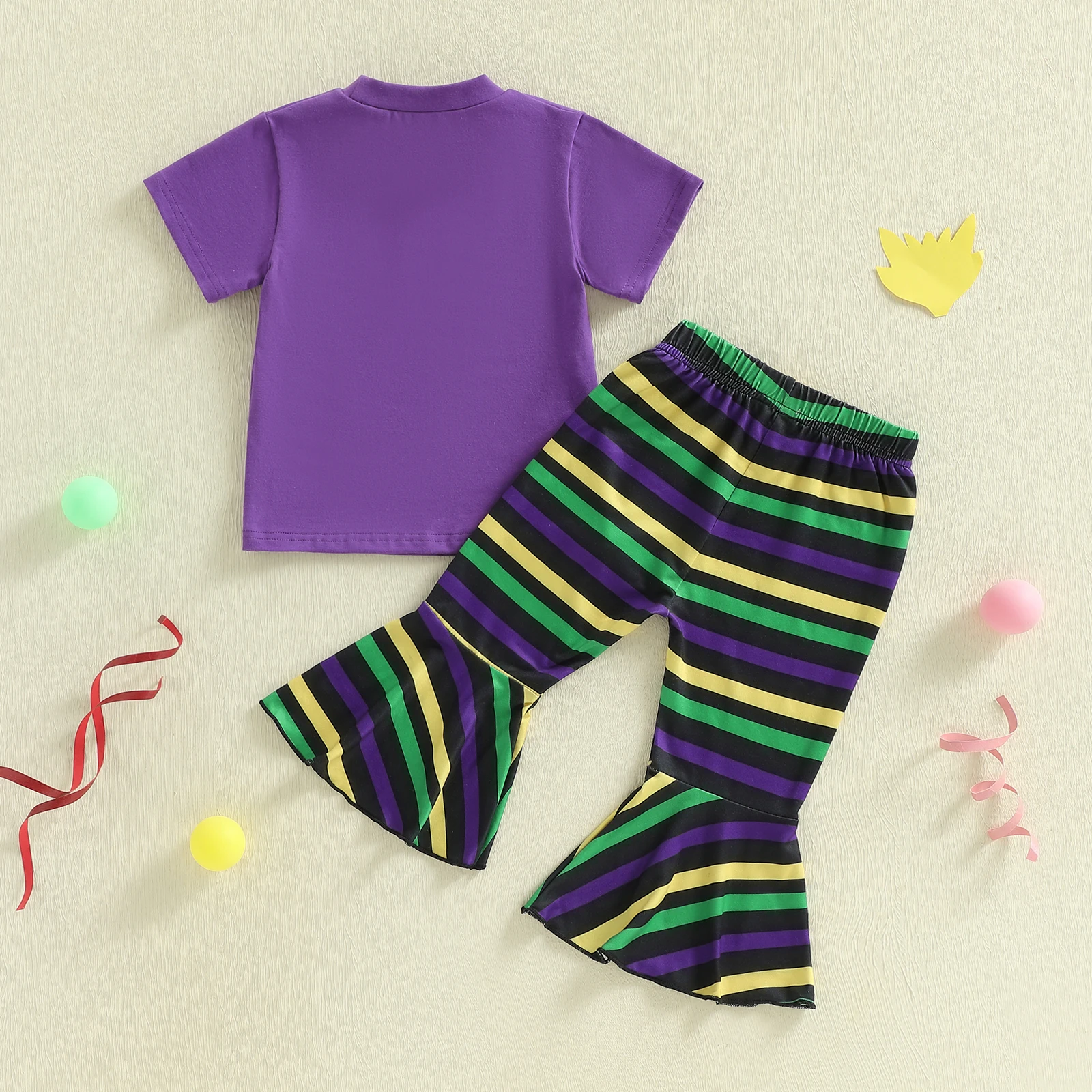 الأطفال طفلة Mardigras جراد البحر إلكتروني طباعة ملابس رسمية طفل القطن تي شيرتات قصيرة الاكمام مخطط مضيئة السراويل 2 قطعة مجموعة