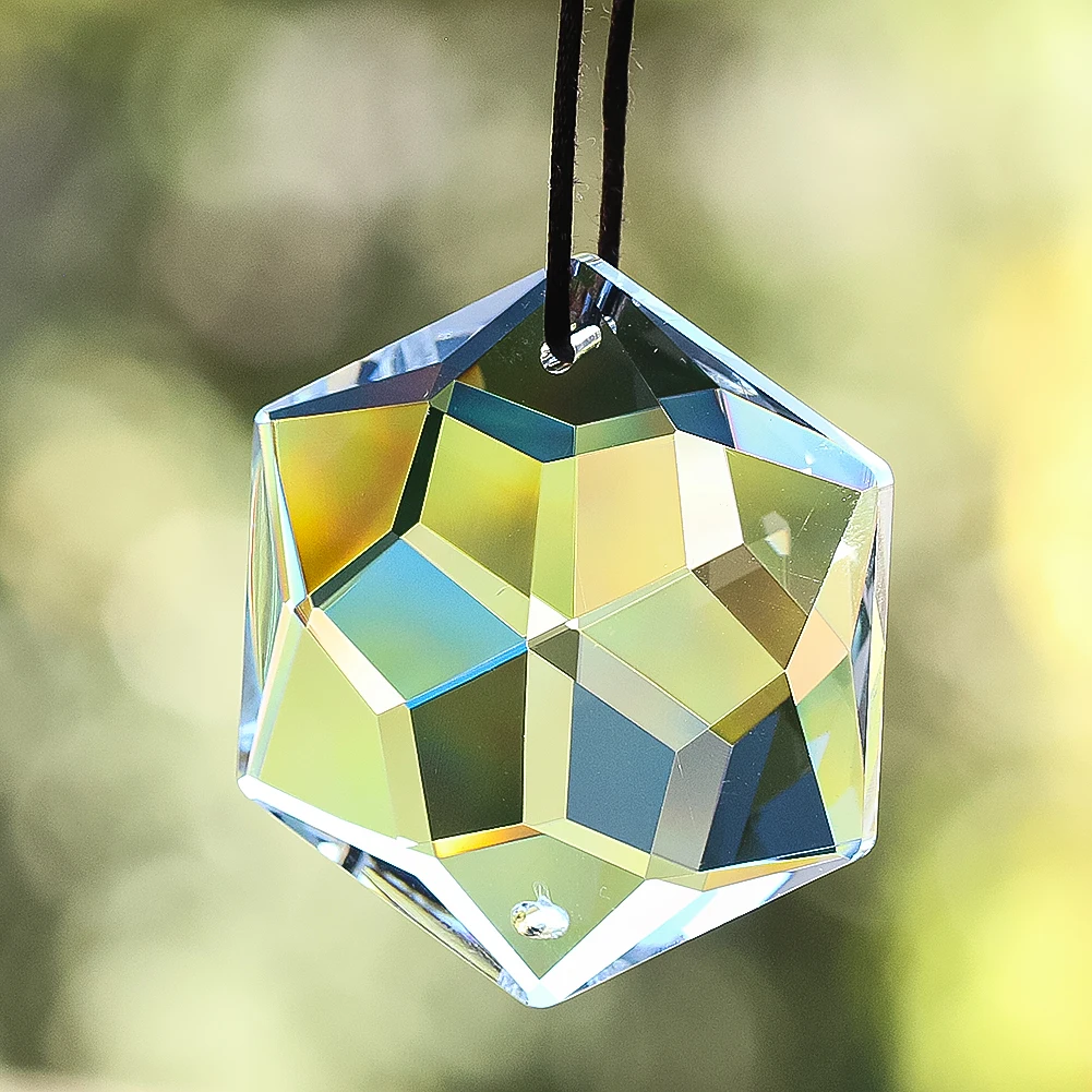 Laser Facetada Prisma Hexagrama Estrela de David Metatron, Lustre De Cristal De Vidro Claro, Cortina Dangle, Arco-íris Sun Catcher Decor, 48mm