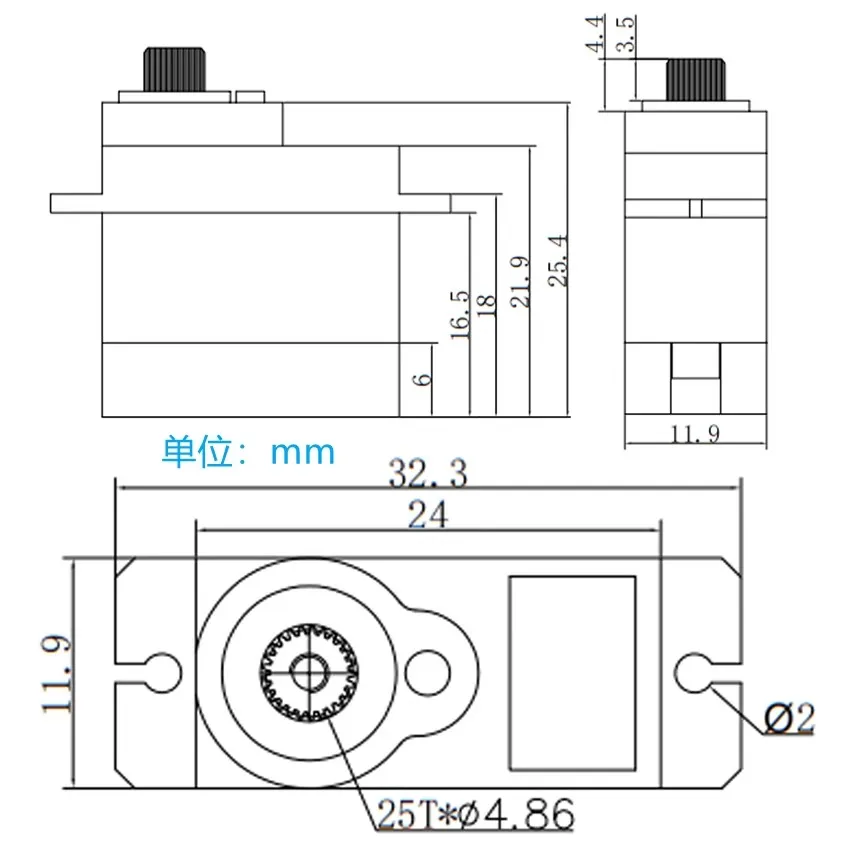 GDW-Micro Servo DS031MG, Engrenage D.lique, Numérique, Haute Vitesse, Moteur DC 2.7 °, Hélicoptère 180, Voiture RC à Aile Fixe, Bras Robot, 12g, 450 kg