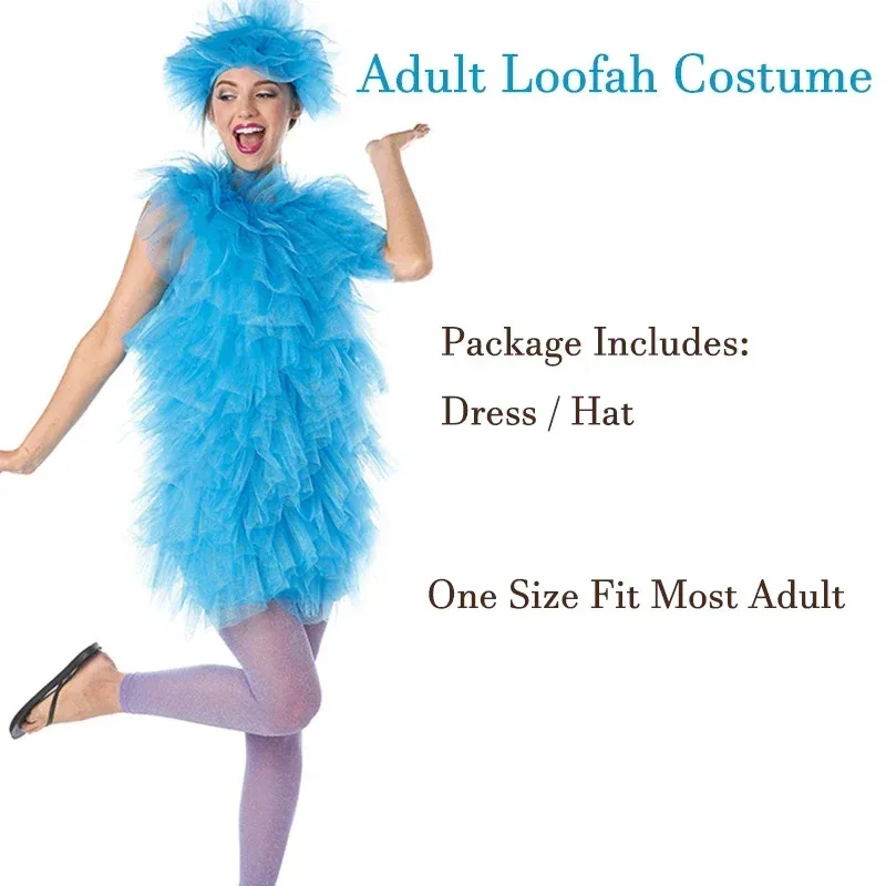 ผู้ใหญ่สีฟ้าอาบน้ํา Loofah ชุดแฟนซีแม่ครอบครัวฮาโลวีนคอสเพลย์น่ารักสีชมพู Loofah เครื่องแต่งกายสําหรับเด็กวัยหัดเดิน