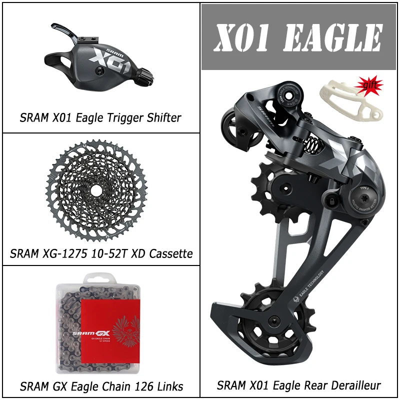 2021 SRAM X01 EAGLE 12v 1X12 speed bicycle parts gear lever rear derailleur chain XG-1275 Cassette 10-52T XD MTB bike