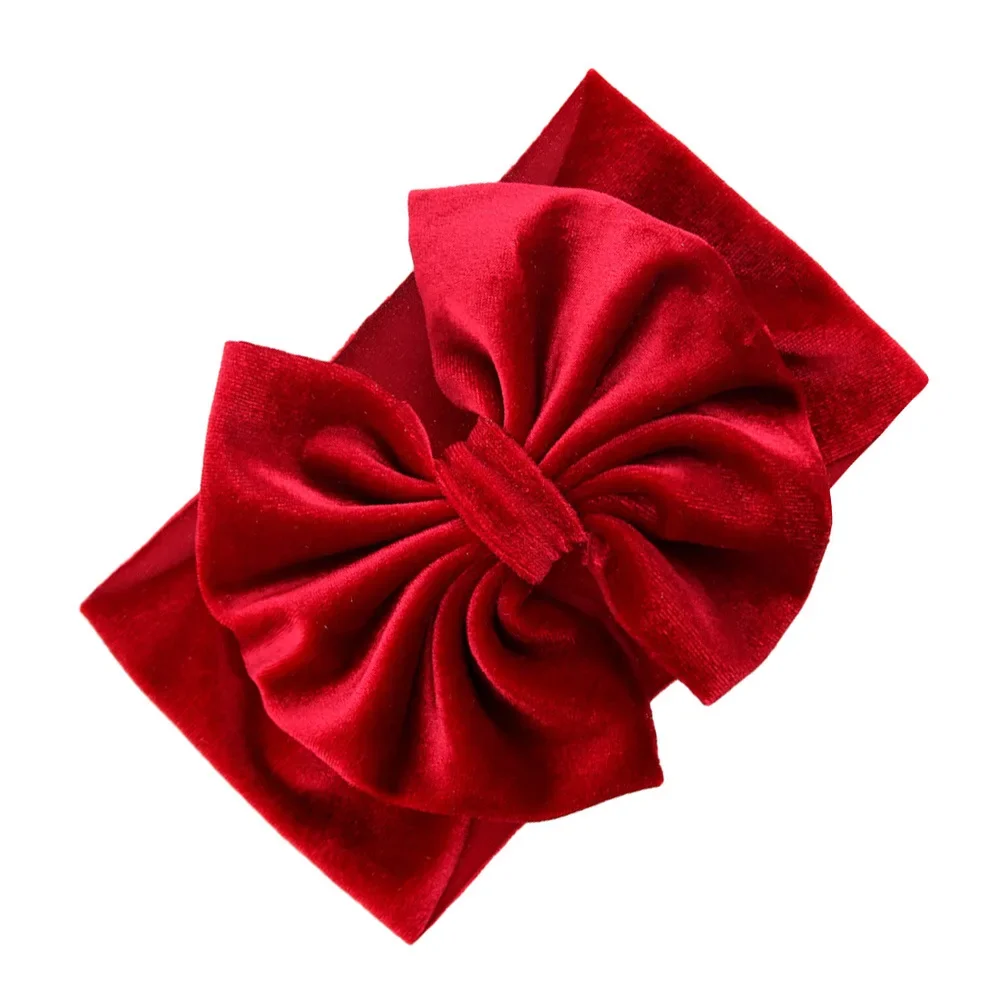 Diadema de terciopelo para bebé, diademas con lazo grande para niña, accesorios para el cabello, turbante para niños del Día de San Valentín, diadema roja con estampado romántico