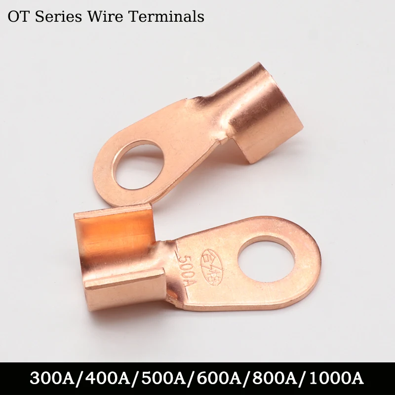 

Wire Terminal OT Type Open-End Copper Crimp Terminal Lugs 300~1000A Cable End Connector Splice Terminals Battery Wire Connectors