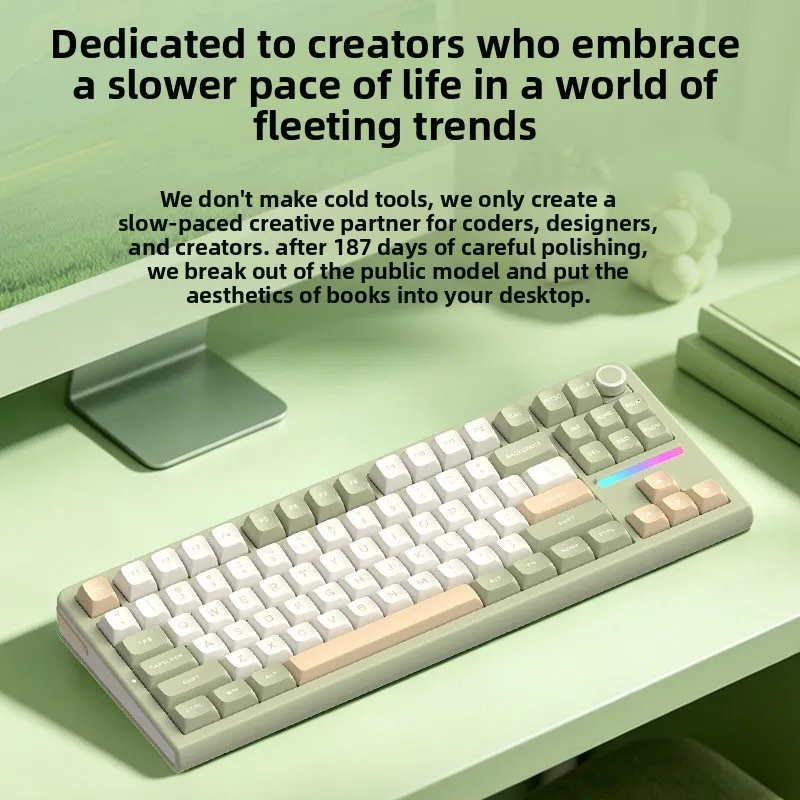 Kzzi Z87 Mechanical Keyboard Wireless Tri Mode Gasket Structure with Pluggable Volume Knob Dual 8K Low Latency Gaming Keyboard