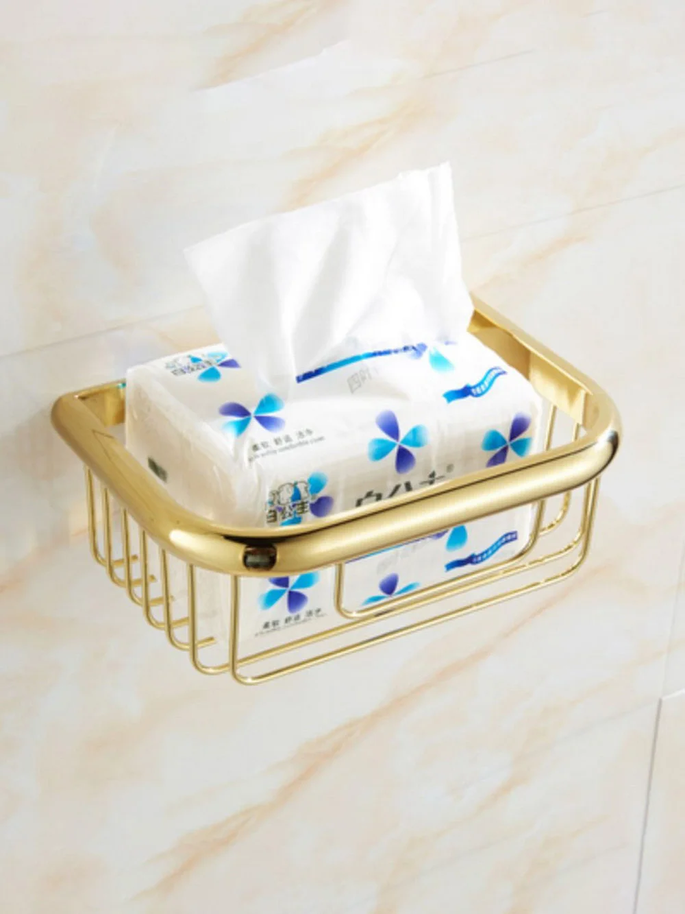 Gold Color Brass Wall Mounted Shower Caddy Basket Bathroom Cosmetic Shelf Storage/Rack aba539