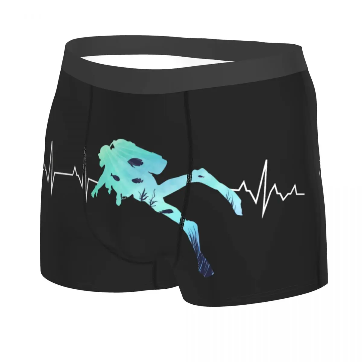 Custom Scuba Diving Heartbeat Boxer Shorts For Homme 3D Printed Dive Diver Underwear Panties Briefs Stretch Underpants