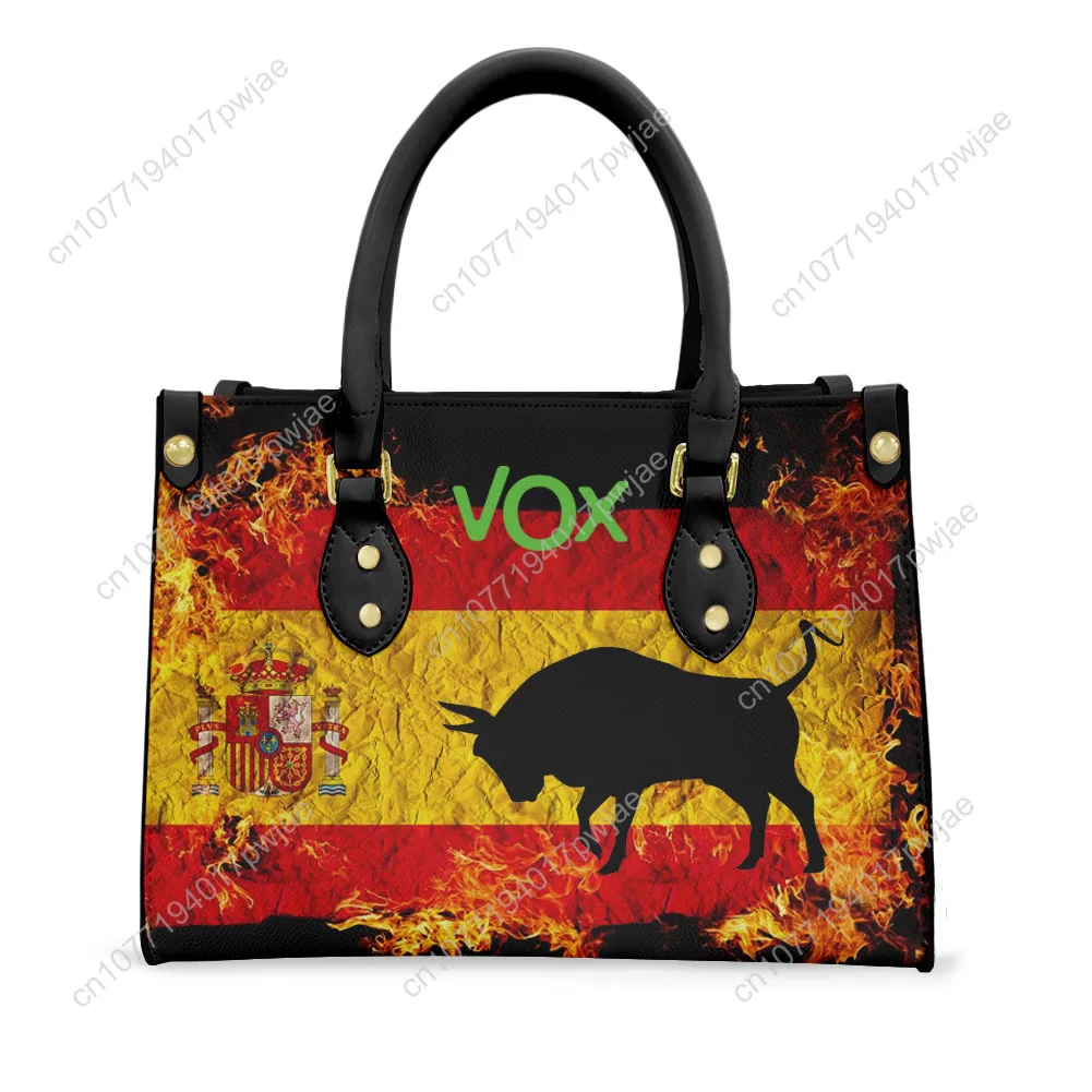 Spanish Bullfighting Graphic Tote Bag Purse Womens Mens Personalized Text Image PU Leather Handbag Business Shopping Gift Bags